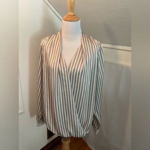 Beautiful tan/white striped blouse